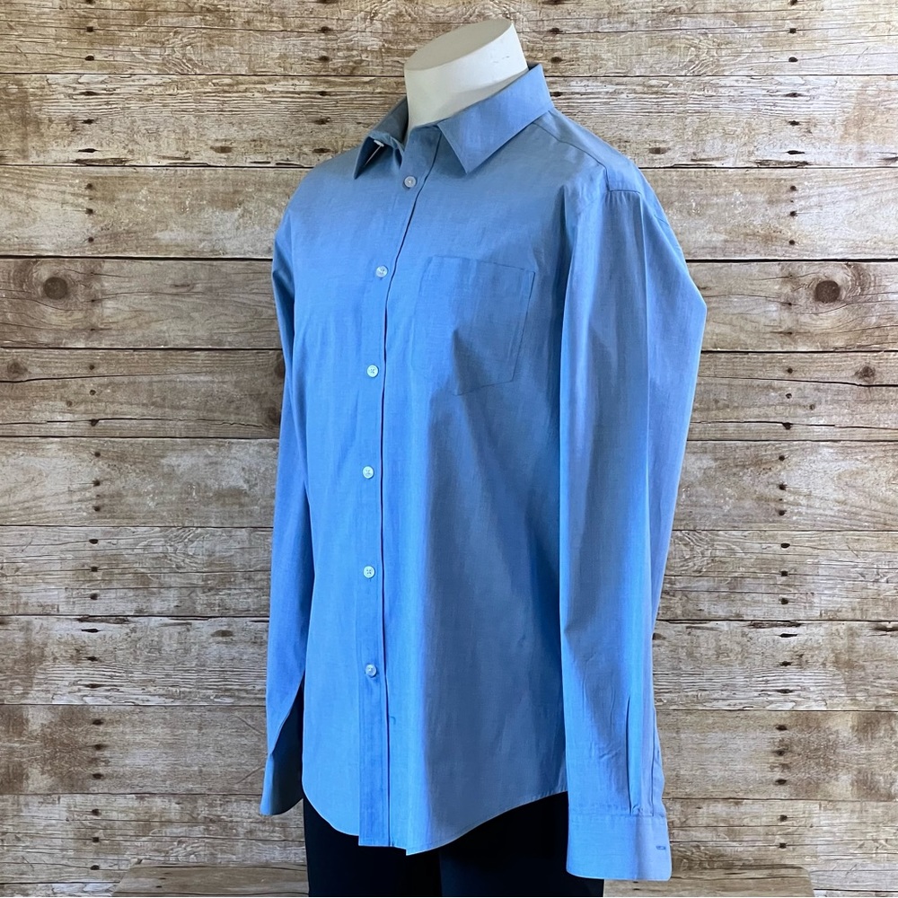 George Mens Blue Classic Fit Long Sleeve Button Down Shirt XL GM08Y141C - Picture 3 of 9
